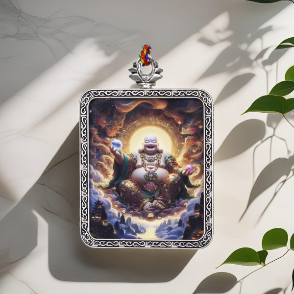 Laughing Maitreya/Good Luck/Gold Painting/Titanium Alloy/Handmade/4cm*5cm