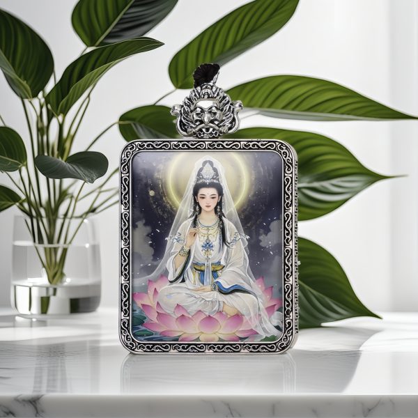 Colorful Guanyin Bodhisattva/hand-painted/gold-painted/titanium alloy/4cm*5cm