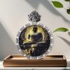 Sitting Buddha/Serenity/Round plaque/Gold tracing/Hand-painted/Titanium alloy/Diameter 4.5 cm