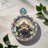 Painted Maitreya Buddha/Joy/Round Card/Gold Painting/Hand Drawn/Titanium Alloy/Diameter 4.5 cm