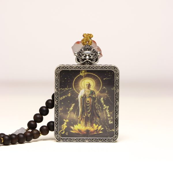 Golden Buddha amulet pendant/handmade/titanium alloy/4cm*5cm