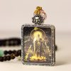 Golden Buddha amulet pendant/handmade/titanium alloy/4cm*5cm
