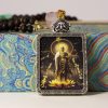 Golden Buddha amulet pendant/handmade/titanium alloy/4cm*5cm