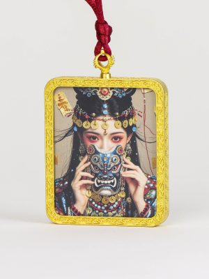 Chinese Mythology-God of Wealth/Hand-painted-Round Card/Diameter 4 cm/Titanium Alloy Material