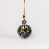 Sitting Buddha/Serenity/Round plaque/Gold tracing/Hand-painted/Titanium alloy/Diameter 4.5 cm