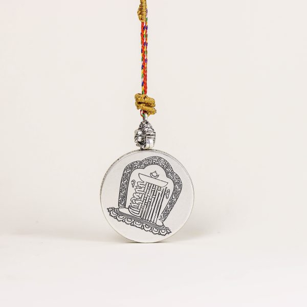 Sitting Buddha/Serenity/Round plaque/Gold tracing/Hand-painted/Titanium alloy/Diameter 4.5 cm