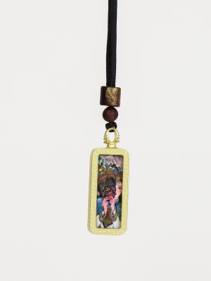 Chinese Mythology-God of Wealth/Hand-painted-Round Card/Diameter 4 cm/Titanium Alloy Material
