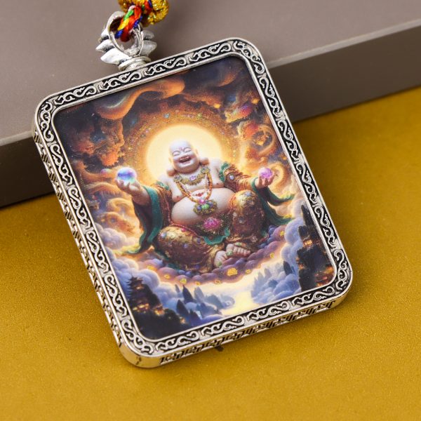 Laughing Maitreya/Good Luck/Gold Painting/Titanium Alloy/Handmade/4cm*5cm
