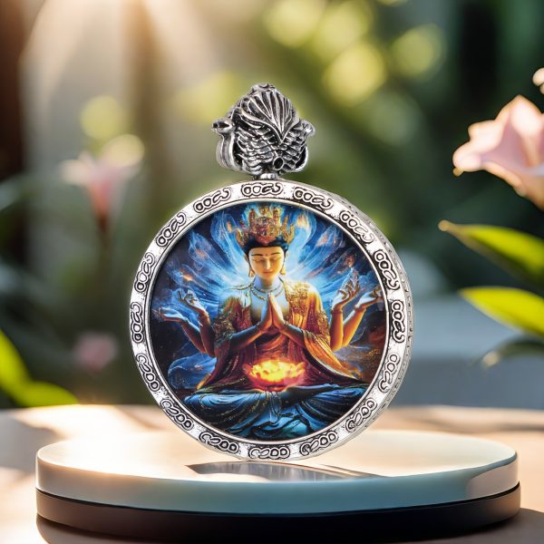 Hand-painted Bodhisattva statue/Diameter 4cm/Titanium alloy/Tranquility