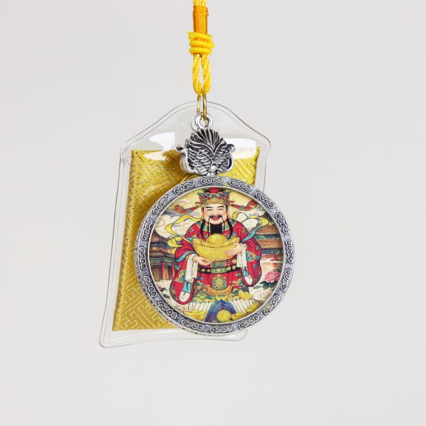 Chinese Mythology-God of Wealth/Hand-painted-Round Card/Diameter 4 cm/Titanium Alloy Material