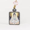 Color drawing of Guanyin sitting statue/peaceful/4cm*5cm/titanium alloy