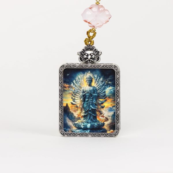 Tathagata statue, gold-painted, blue/good luck/4cm*5cm/titanium alloy material