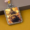 Gold statue of Manjusri Bodhisattva/sitting on a lion/4cm*5cm/titanium alloy