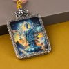 Tathagata statue, gold-painted, blue/good luck/4cm*5cm/titanium alloy material