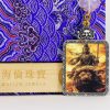 Gold statue of Manjusri Bodhisattva/sitting on a lion/4cm*5cm/titanium alloy